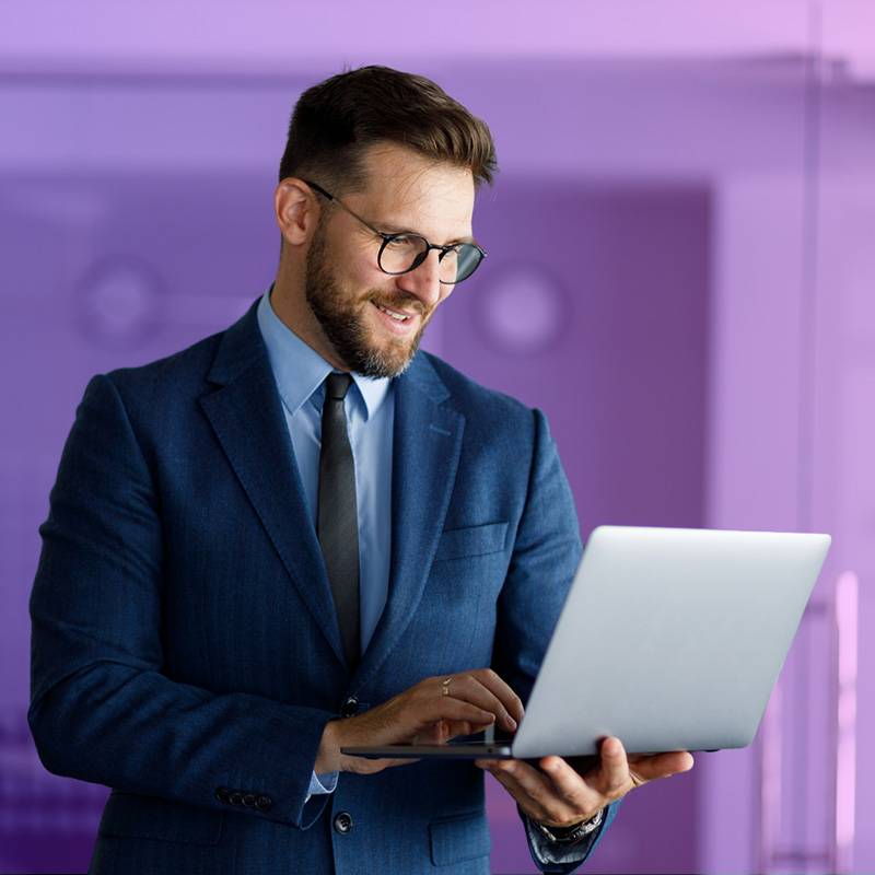 Business owner using cloud HR management software Australia