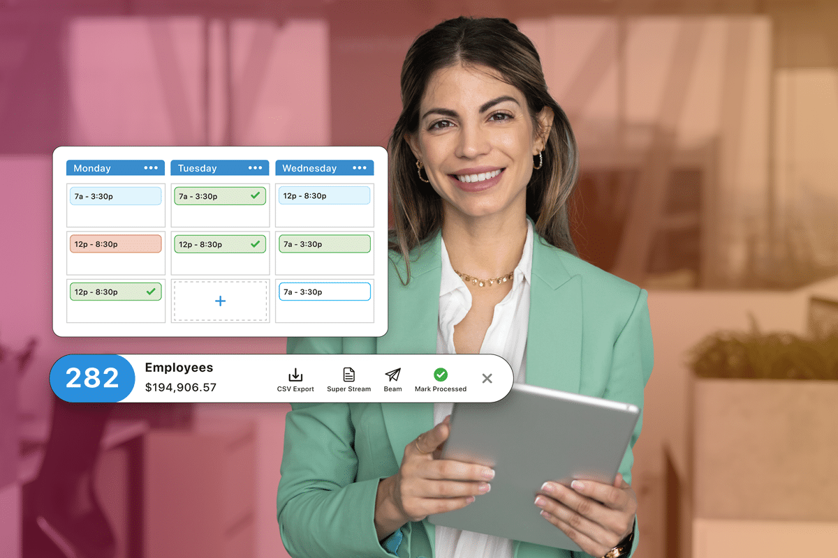 Woman using employee app