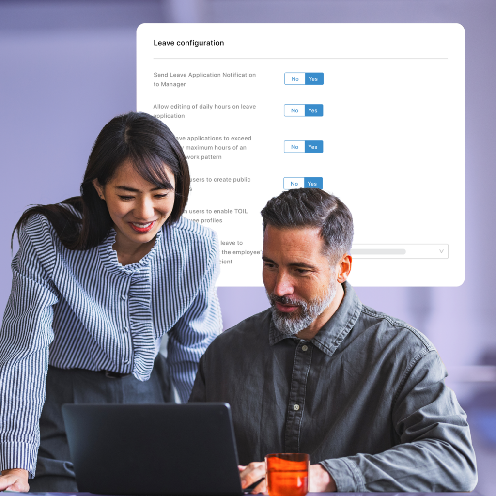 Colleagues using leave management software