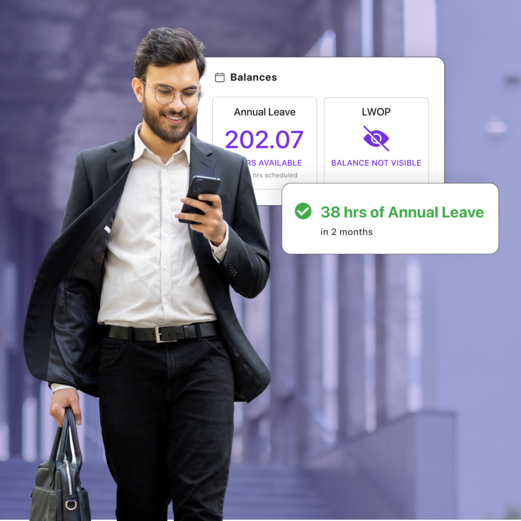 Business owner using leave management app