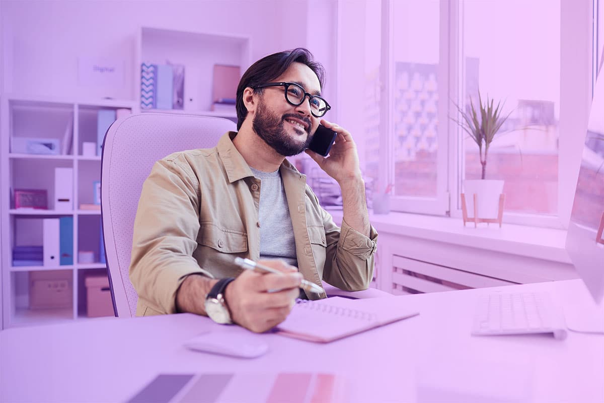 Businessman receiving quality advice from the HR advice line