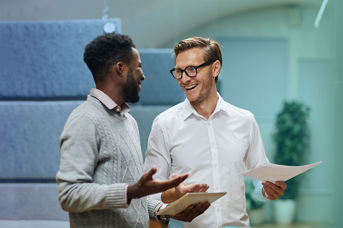 Two lawyers discussing workplace law