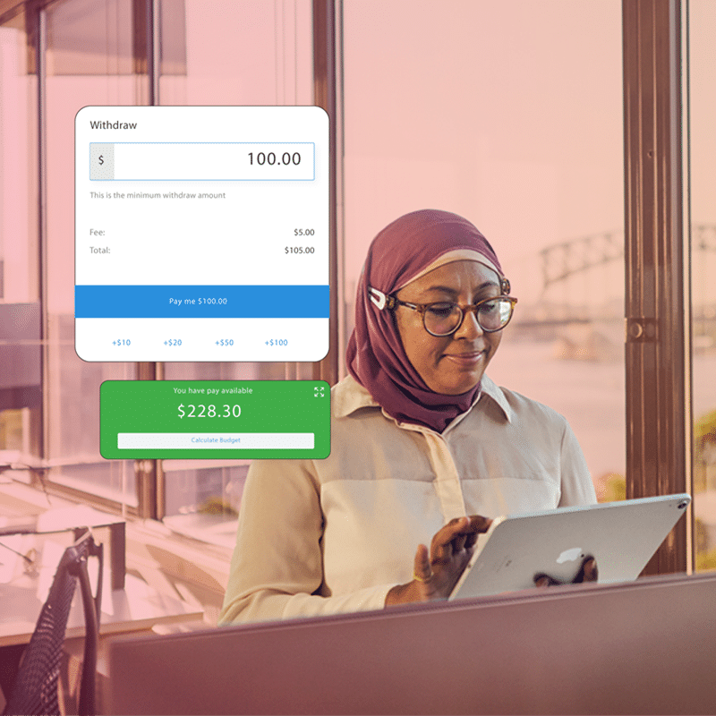Business owner using earned wage access software