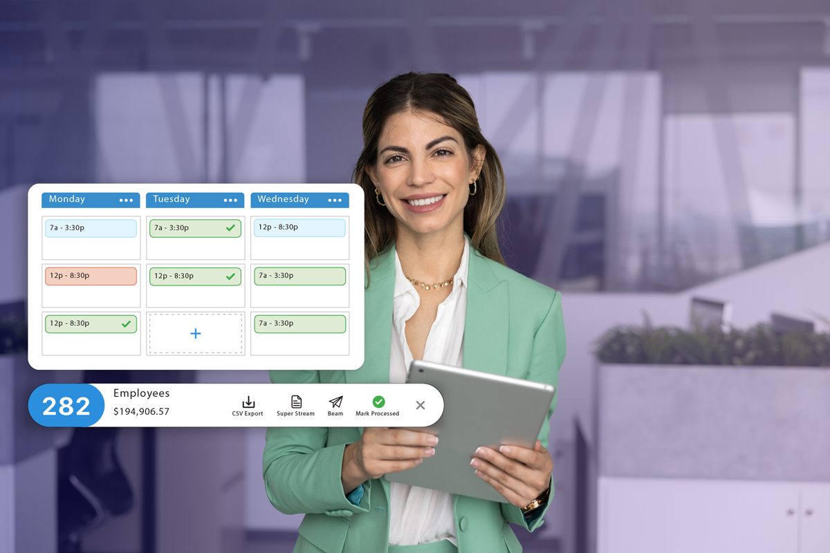 Woman using employee app