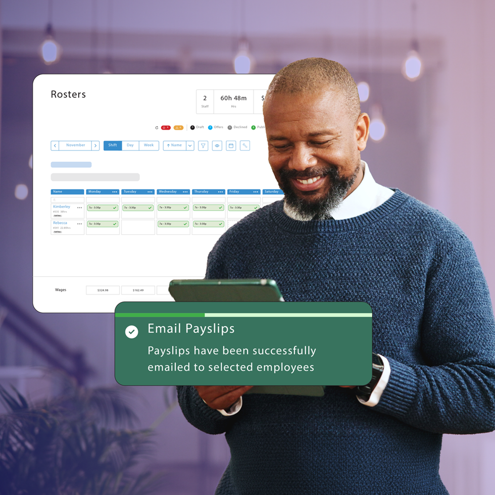 Businessman using employee app