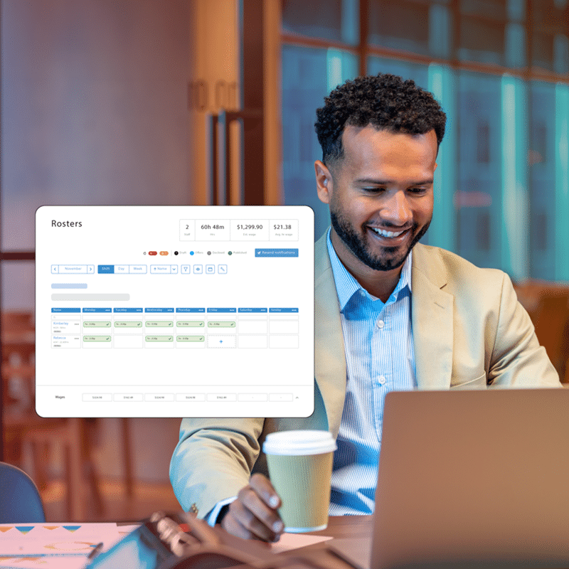 Business owner using time and attendance app