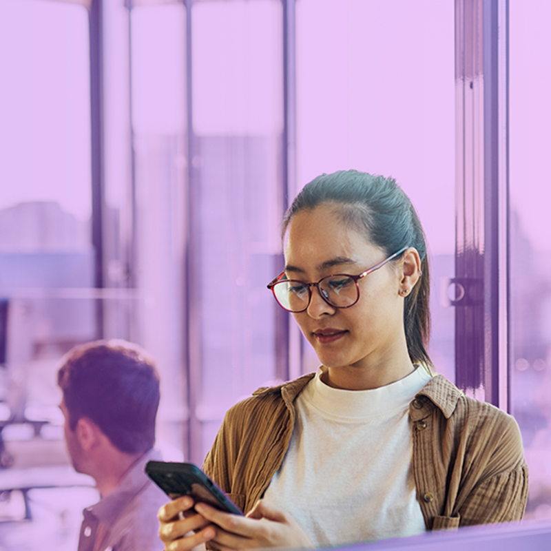 HR consultant using mobile device in office