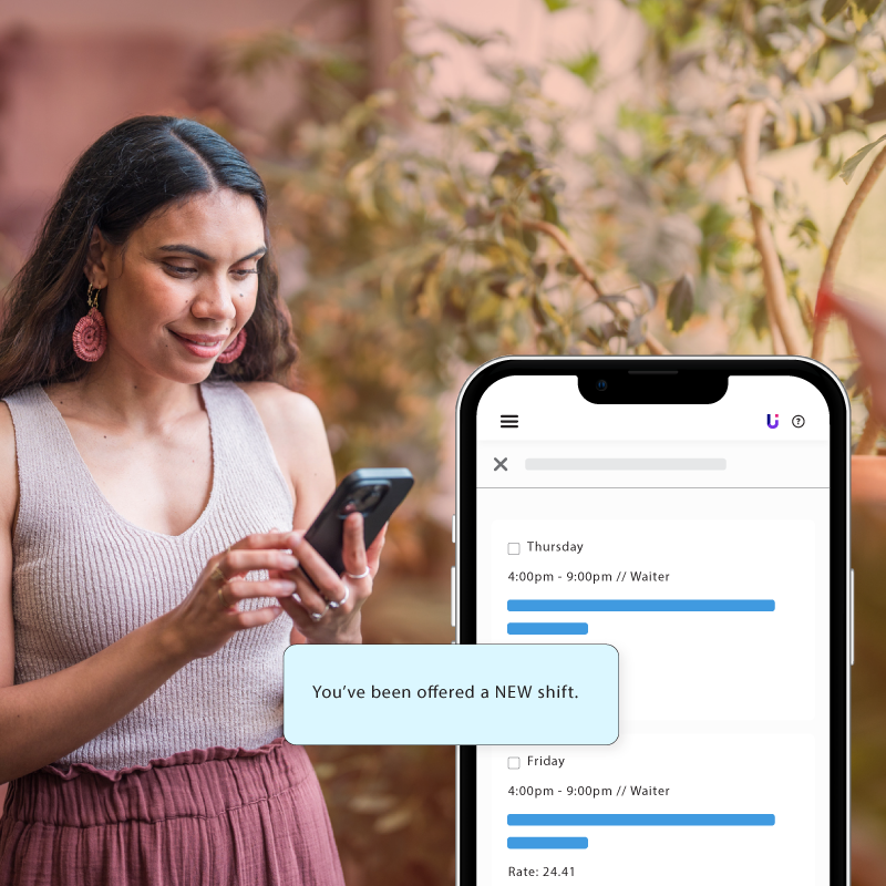 Woman using workforce onboarding app