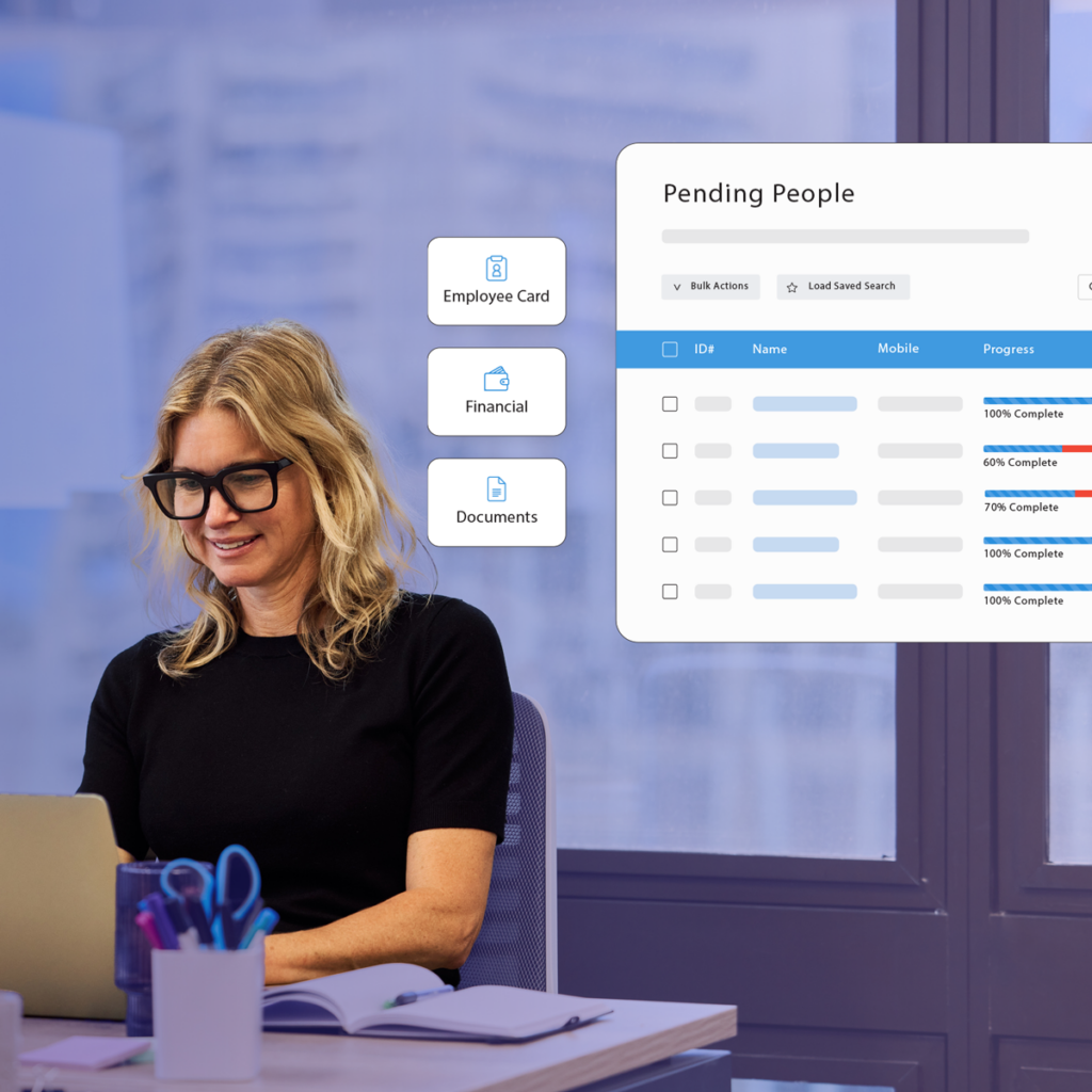 Woman using workforce onboarding software