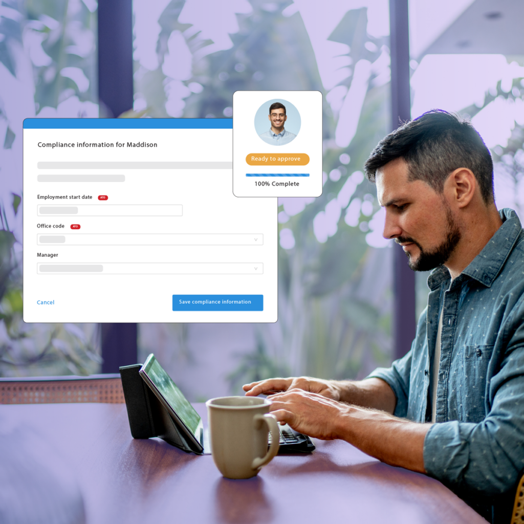 Man using workforce onboarding software