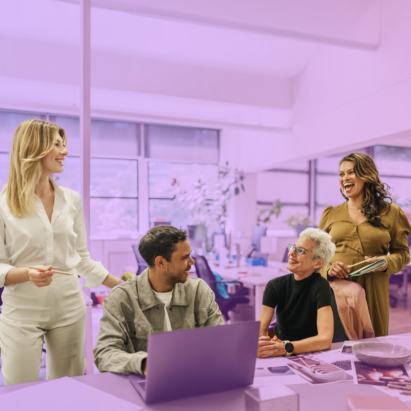HR team collaborating in a modern office setting