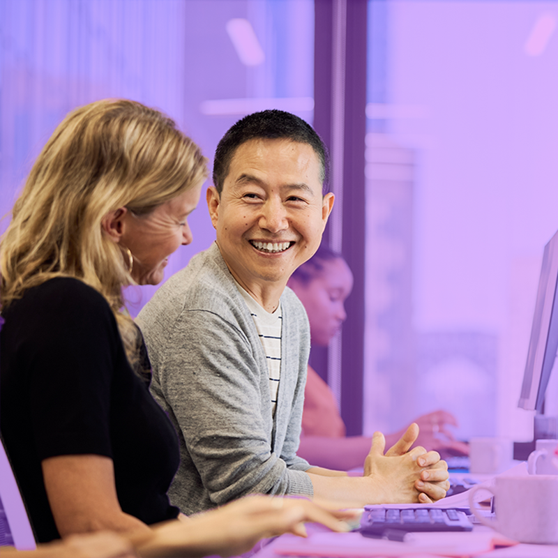 Team in productive workplace