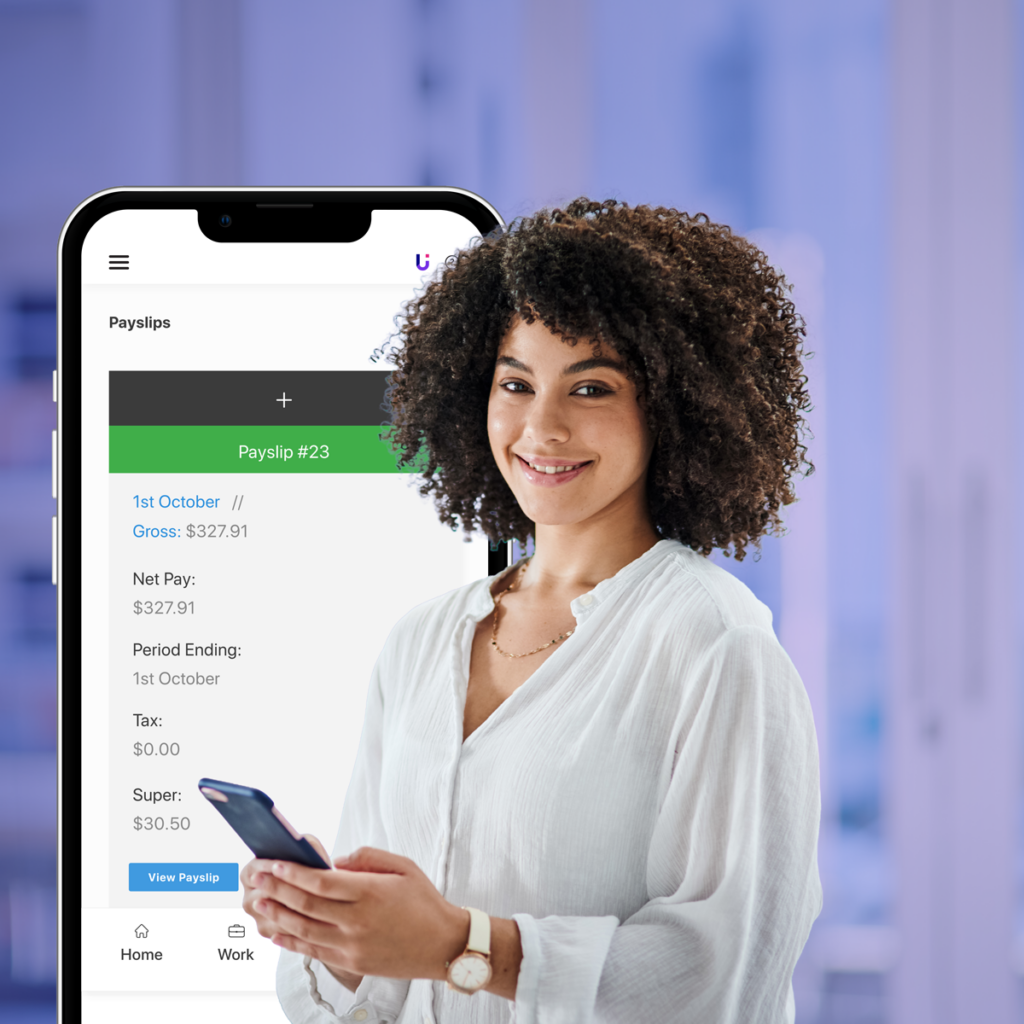 Business owner using workforce management app