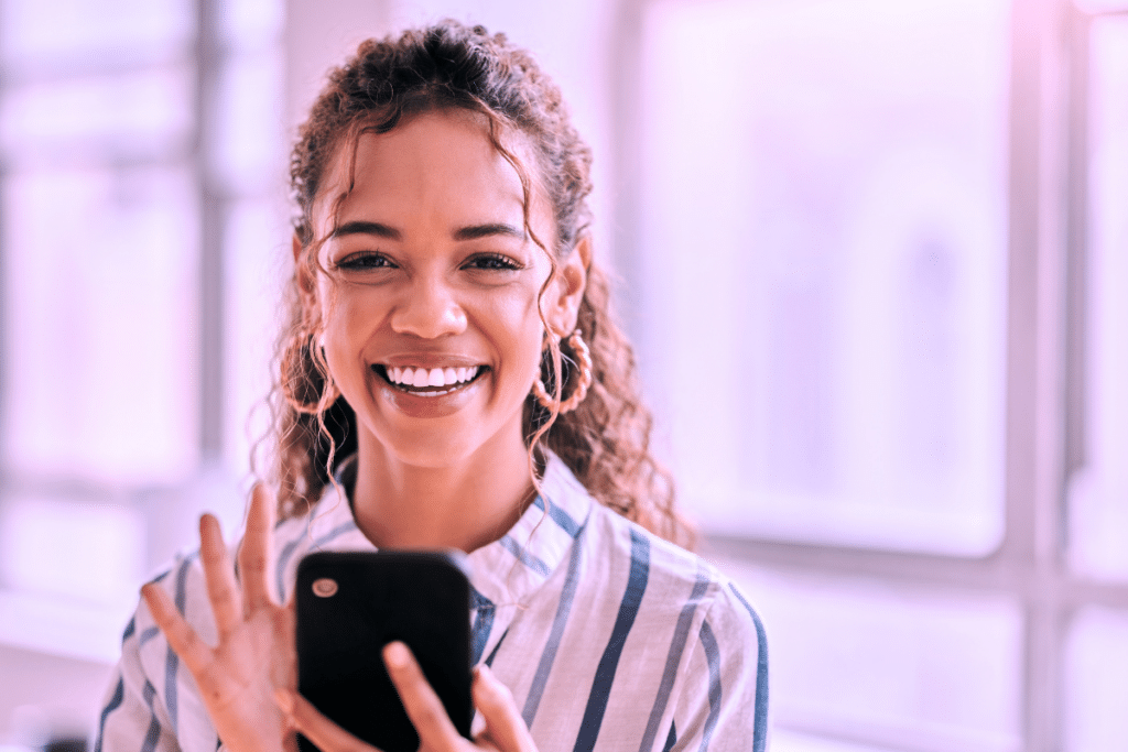 Smiling woman in office setting