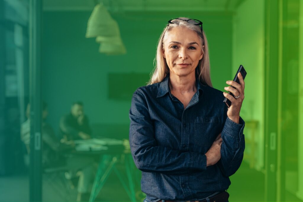 Smiling woman in office setting