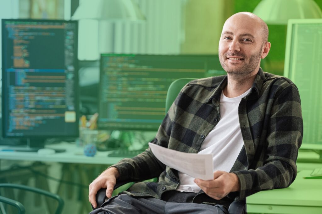 Smiling man in office setting